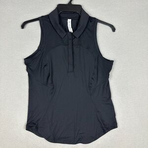 Lululemon Womens 6 Quick Drying Sleeveless Polo Shirt Black W1DWKS Golf Tennis